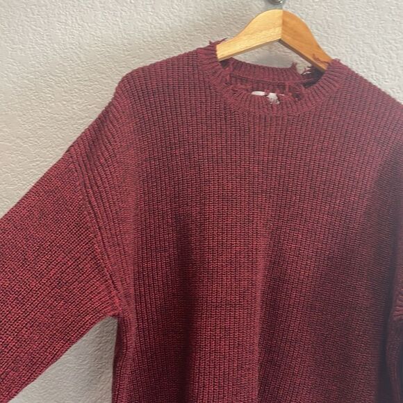 Pistola Eva Distressed Cotton Crew Neck Pullover Sweater in Cherry Black Marl - Picture 4 of 8